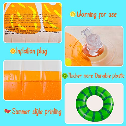 Image of 90shine 7-Pack Fruit Pool Floats Floaties: Inflatable Swim Rings & Beach Balls for Summer, Tropical Pool Party Decorations, Floating Tubes Toys for Kids Adults