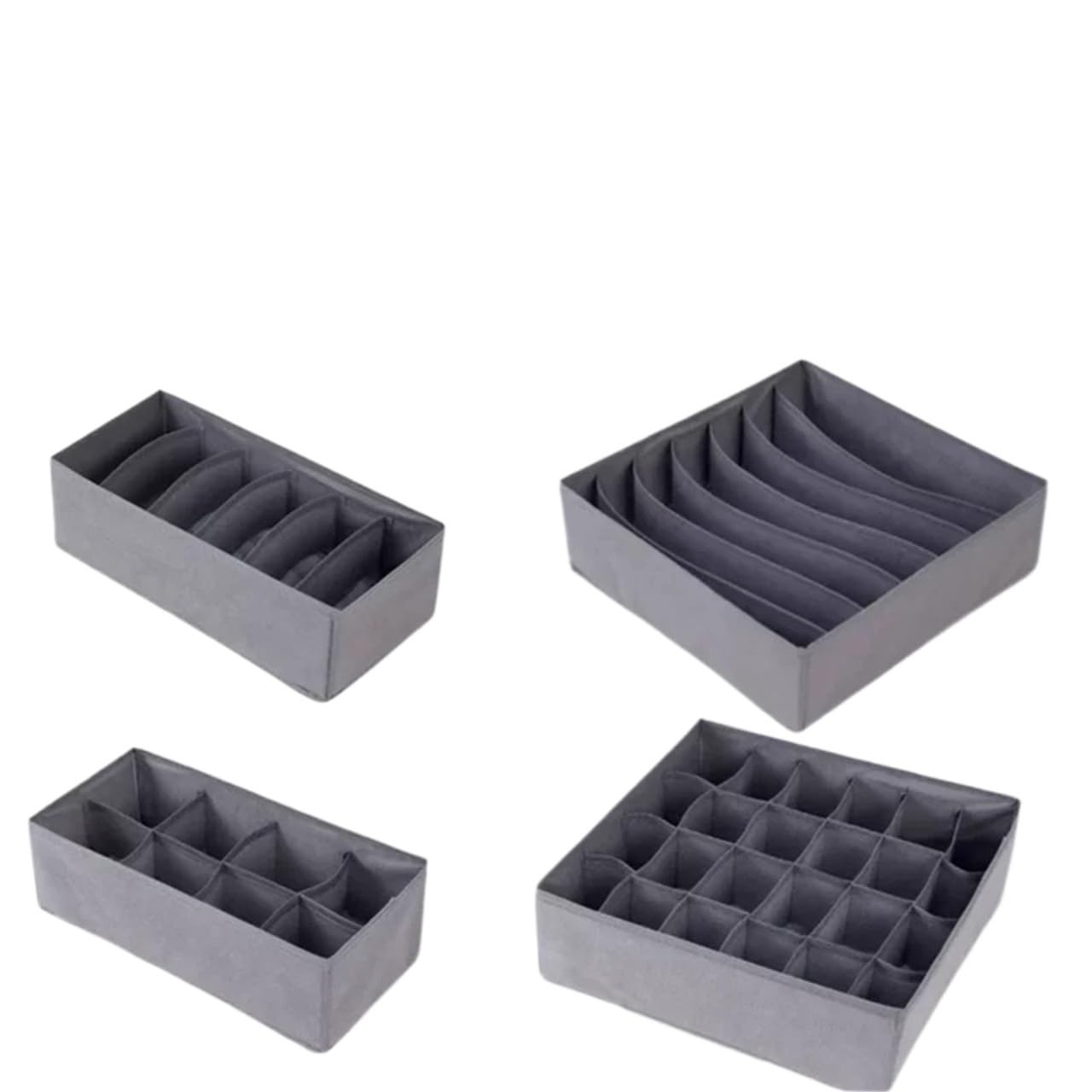 Schublade Unterwäsche Aufbewahrung Organizer Socken und BH Hosen Box Schrank for Kleidung Krawatten Kleiderschrank(Grey-mix-4pcs)