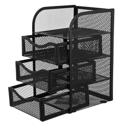 Abaodam 多層引き出しプ収納ボックス 属製メッシュデスクオーガナイザー 文房具 化粧品仕け対応 省スペース設計 卓上整理用