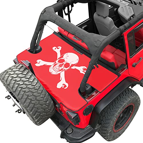 Image of Tonneau Cover for Jeep Wrangler JK Back Trunk Cover, Skull (Red Cargo cov.)