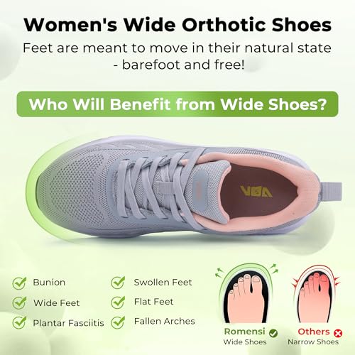 Image of RomenSi Women Arch Support Walking Shoes Plantar Fasciitis Sneakers Orthotic Tennis Shoes for Gym Workout All Day US 6-11