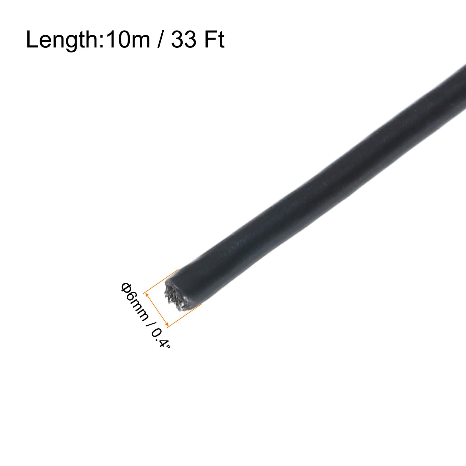 QUARKZMAN 10M x 6mm (33Ft x 1/4") Fune Metallico Cavo Acciaio Inossidabile 304, Tenditore Tirante con 2pz Mandrini a Vite per Appendere Stendibiancheria Sollevamento, Nero