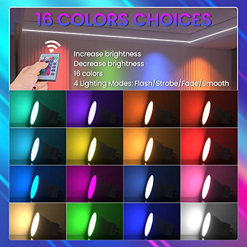 Bonlux Mr11 Color Changing Light Bulb 12V Rgb Led Bulb 2W Mr11 Remote Control Light Bulb Led Replacement For Halogen Bulb Gu4 Rgb Bulb Led Spotlight For Landscape Lighting, Rgb + Cool White, 4-Pack #TOP1