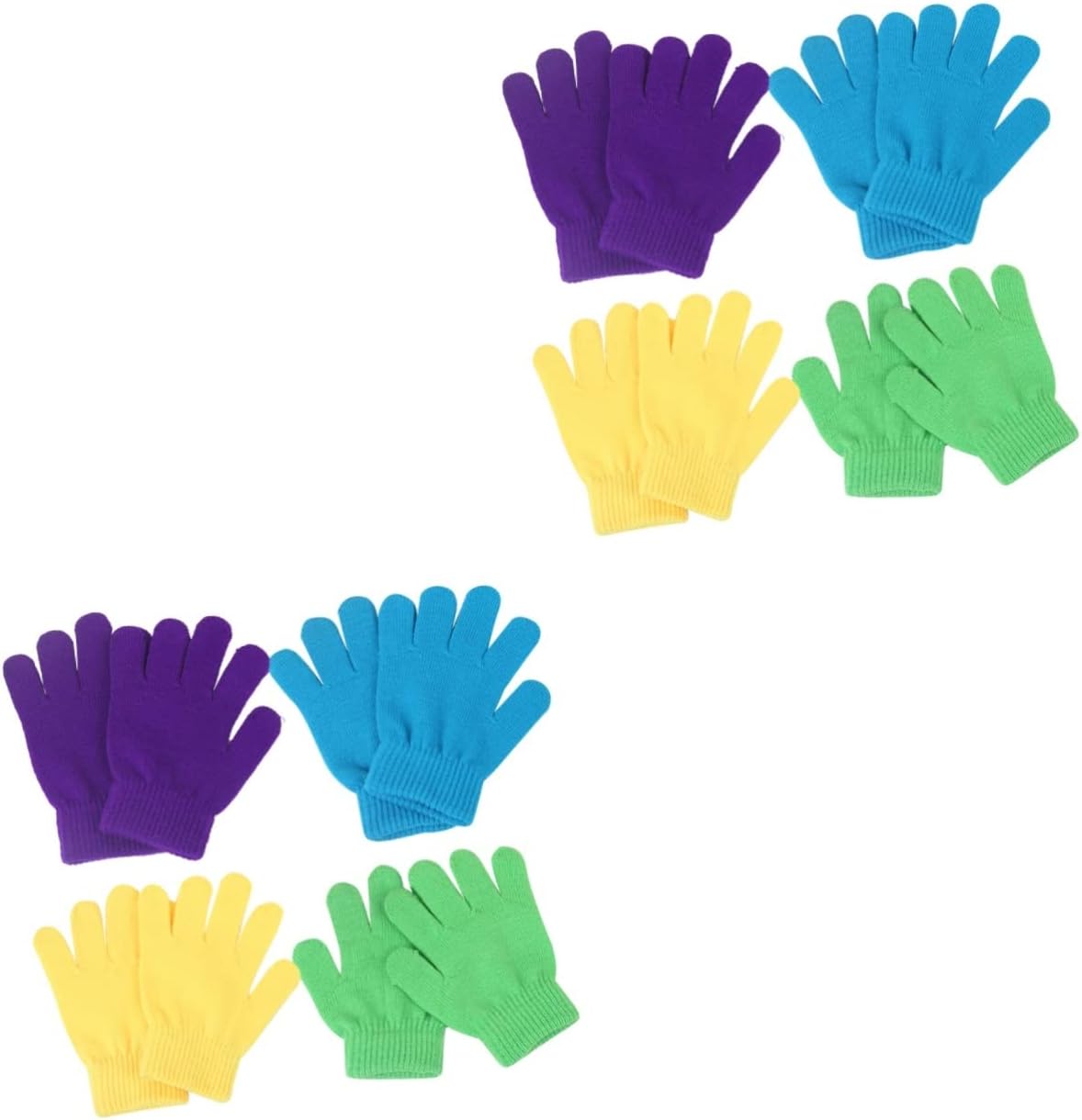 ibasenice 8pairs Medium Sized Unisex Puff Gloves Acrylic Material for Boys and Girls Stretchy Warm Gloves Random Colors for and Sports