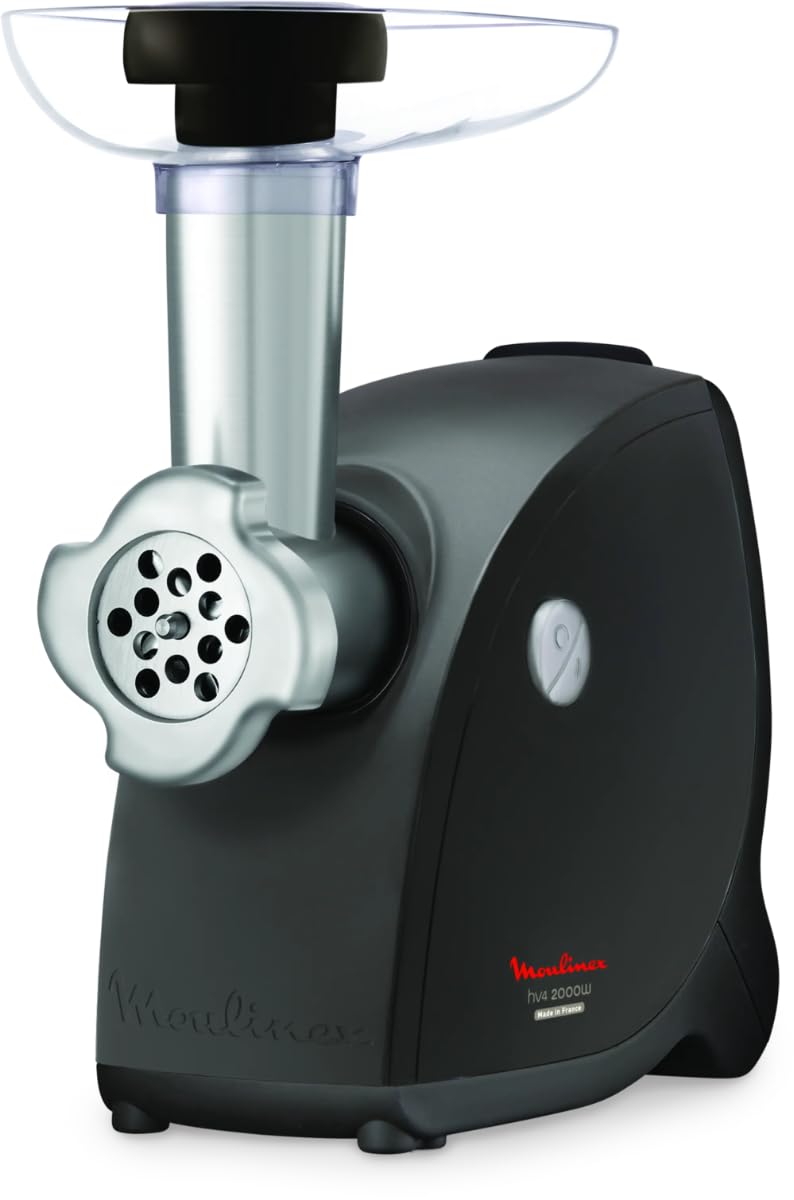 Moulinex HV4 Successor Picadora de carne, 2000 W, Picado perfecto hasta 2,3 kg/min, Versatilidad, Corte de verduras, salchichas y kebbés, Mango, Rendimiento duradero, fabricado en Francia ME472832