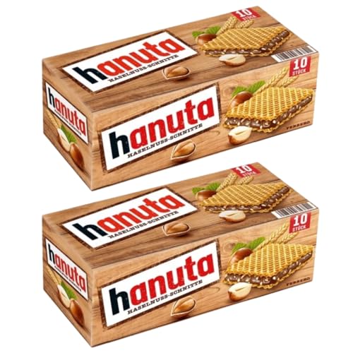 Hanuta Galletas de Chocolate y Avellanas, 10 Unidades, 220g, Ferreron - Paquete de 2