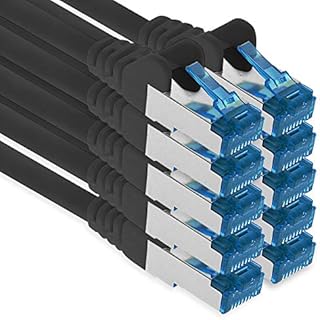1aTTack.de 7 X 3 M CAT.6 - Ethernet- Gigabit- Lan- Network- Patch- Cable RJ45 CAT 6 A 10000 Mbit s Sftp Pimf 500 MHz -7 color