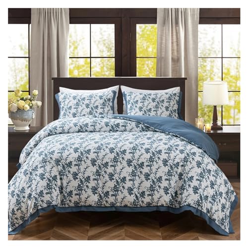 Housse de couette à fleurs parure de lit 3 pièces et drap de couchage