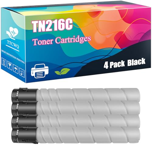 TN216C Toner Cartridges Compatible with Konica Minolta Bizhub C220 C280 Printers, High-Yield Ideal for High-Volume Printing (4 Pack Black)