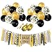 Where The WILD ONE Are Party Banner Balloons Set, 12" Gold Black Confetti Latex Balloons Wild One Highchair Banner for Baby First Birthday Decorations Baby Shower Photo Props