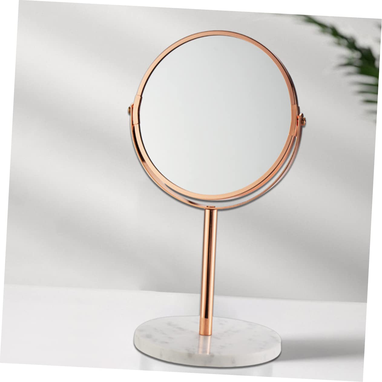 Ipetboom Specchio da Cosmetica Doppia Faccia Girevole 2X Ingrandimento, da Tavolo per Make-up e Bagno, in Marmo e Metallo