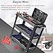 MZZKFC Gray Blue 3-Tier Tool Cart, Steel Rolling Service Cart with Handle/Pegboard & 4 Wheels, Rustproof Tool Storage Cart for Home/Office/Restaurant/Bar(27.4x17.5x31.9 inch)