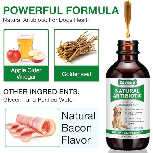 Hund Antibiotika, Antibiotika für Hunde, Hund Allergie & Juckreiz Relief, Hefe-Infektion Behandlung für Hunde, Hund Antibiotika für die Infektion, Bacon Flavor 60ml