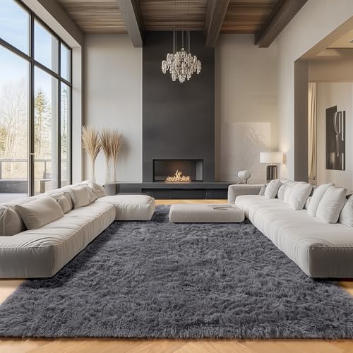 ONASAR Grey Area Rugs 9x12 Living Room, Gray Large Fluffy