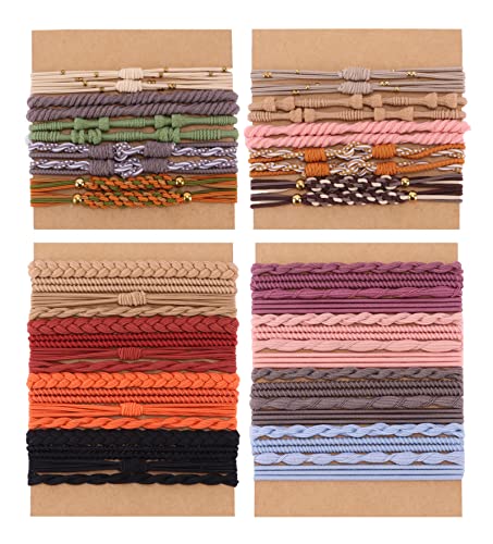 Firazio 52Pcs Boho Hair Ties Bracelet For Women Stackable Morandi Colorful Cute Elastics Hair Ties Ponytail Holder For Thick & Curly Hair #TOP24