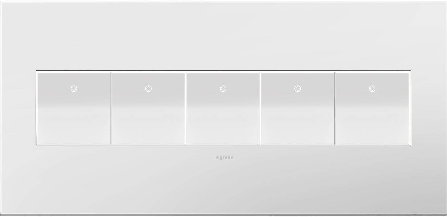 Gloss White-on-White, 5-Gang Wall Plate