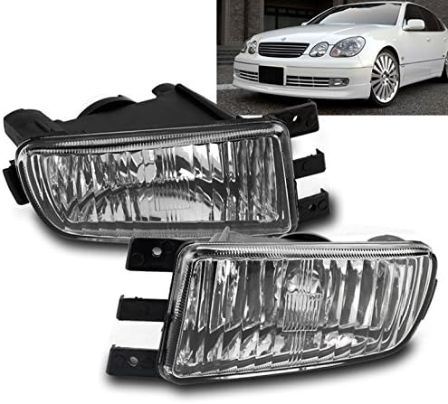 Front Bumper Driving Fog Lights Chrome Compatible with 1998-05 Lexus GS300 | 1998-00 GS400 | 2001-05 GS430
