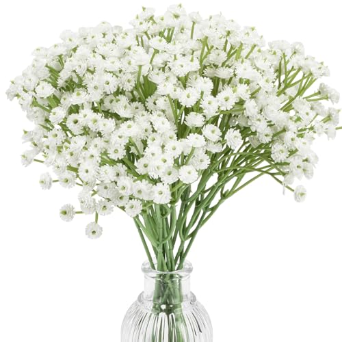 MAQIHAN 10 Baby Breath Artificial Flowers - 7.6" Babies Breath Flowers Artificial Faux Flowers Bouquet White Fores Greenery Real Touch Fake Arrangements Wedding Centerpieces Tables image 1