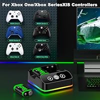 HELLCOOL 2 Stück 6200mWh Akku für Xbox One/Series X&S Controller, Xbox Controller Ladestation mit Cooles RGB Licht/LED Ladeanzeigen, Akku Kompatibel mit Xbox Series X/S, Xbox One S/X/Elite Controller – Ansicht 6