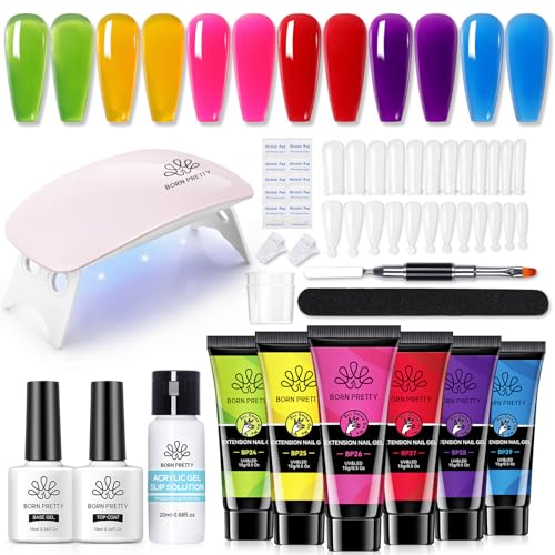 BORN PRETTY Neon Extension Nail Gel Kit-6 Colors Gel Kit