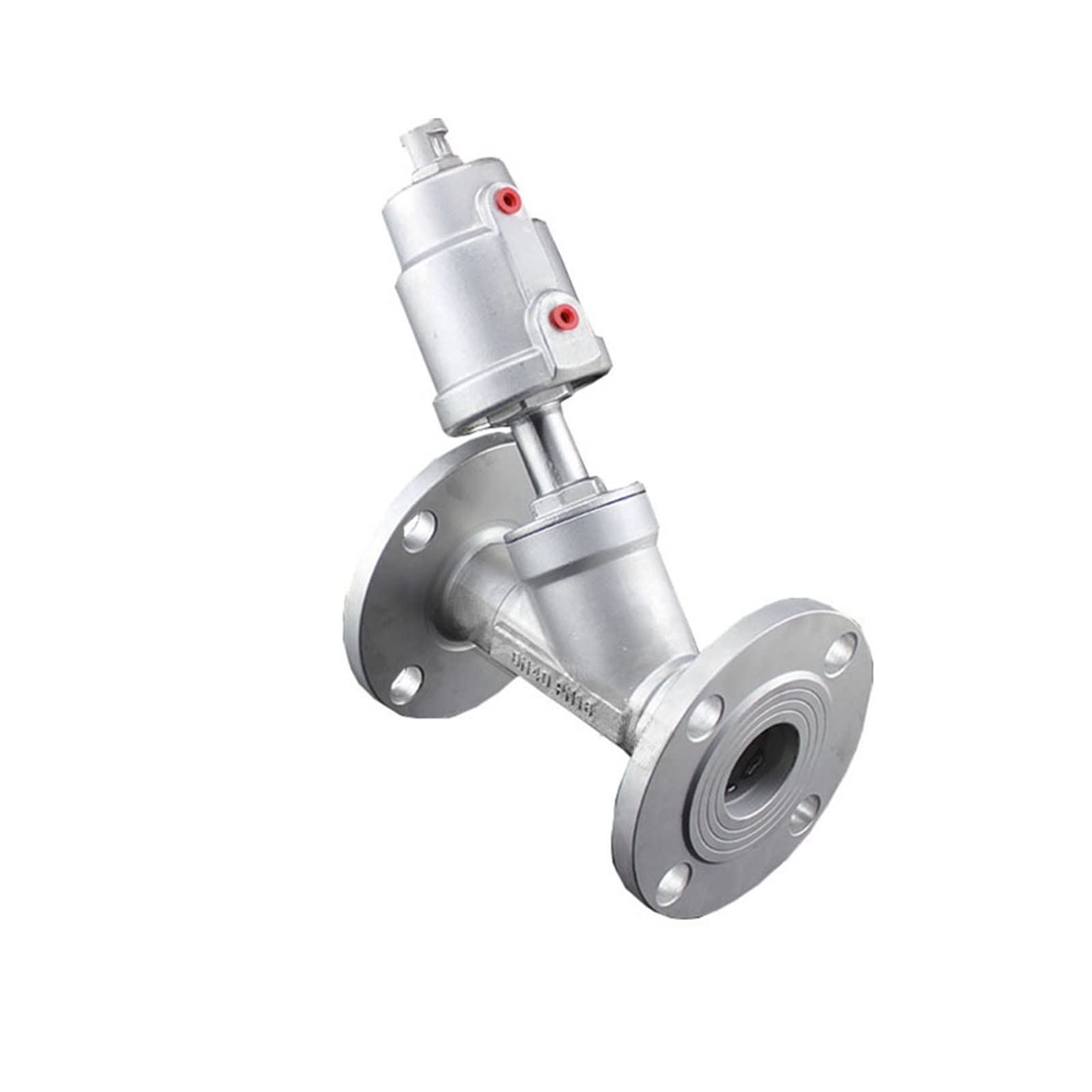 Vanne à siège d'angle pneumatique DN40 inox double effet pour fluides visqueux