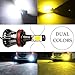 1797 H11 H8 H16(JP) Fog LED Light Bulbs Amber Yellow 3000K White 6000K Dual Color for Trucks Cars Lamps DRL Daytime Light Kit Replacement Bulbs 12V 30W 2800LM Super Bright COB Chips Pack of 2