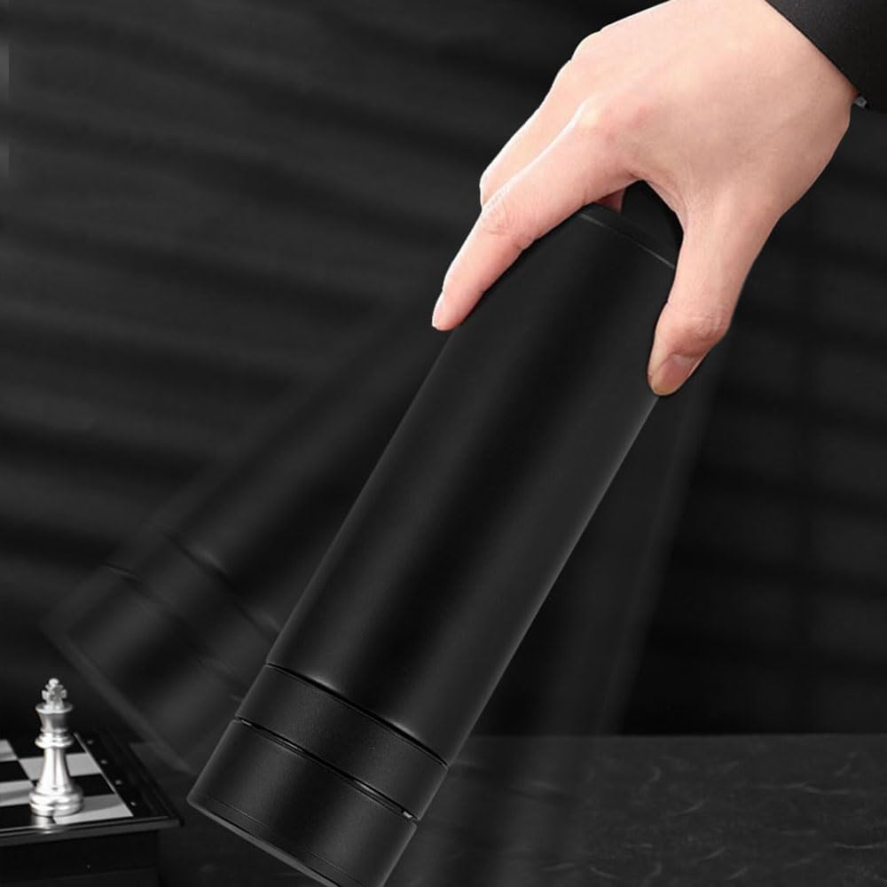Termo Botella Termica Vaso Termico 500mL Vaso Café Taza de Viaje Inoxidable Antigoteo White Black con Hebilla de Bloqueo, con Desagüe para Té, Apertura de Tapa con Un Solo Clic,White