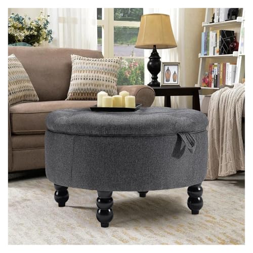 Solution d'assise polyvalente avec pouf de rangement en lin capitonné