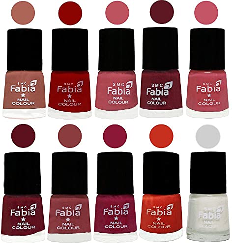Image of SMC Fabia ALL IN ONE (PACK OF 10), Long Lasting Glossy Nail Polish, 6 ml Each, All Vibrant Colours,02413