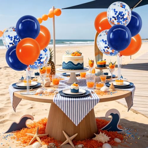Image of TONIFUL 4 Set Navy Blue Orange Balloon Stand Centerpieces for Table