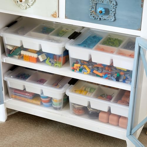 17 QT Plastic Storage Box with Removable Tray Craft Organizers and Storage Clear Storage Container for Organizing Bead, Tool, Sewing, Playdoh (White, 1Pack-17QT) - Image 6