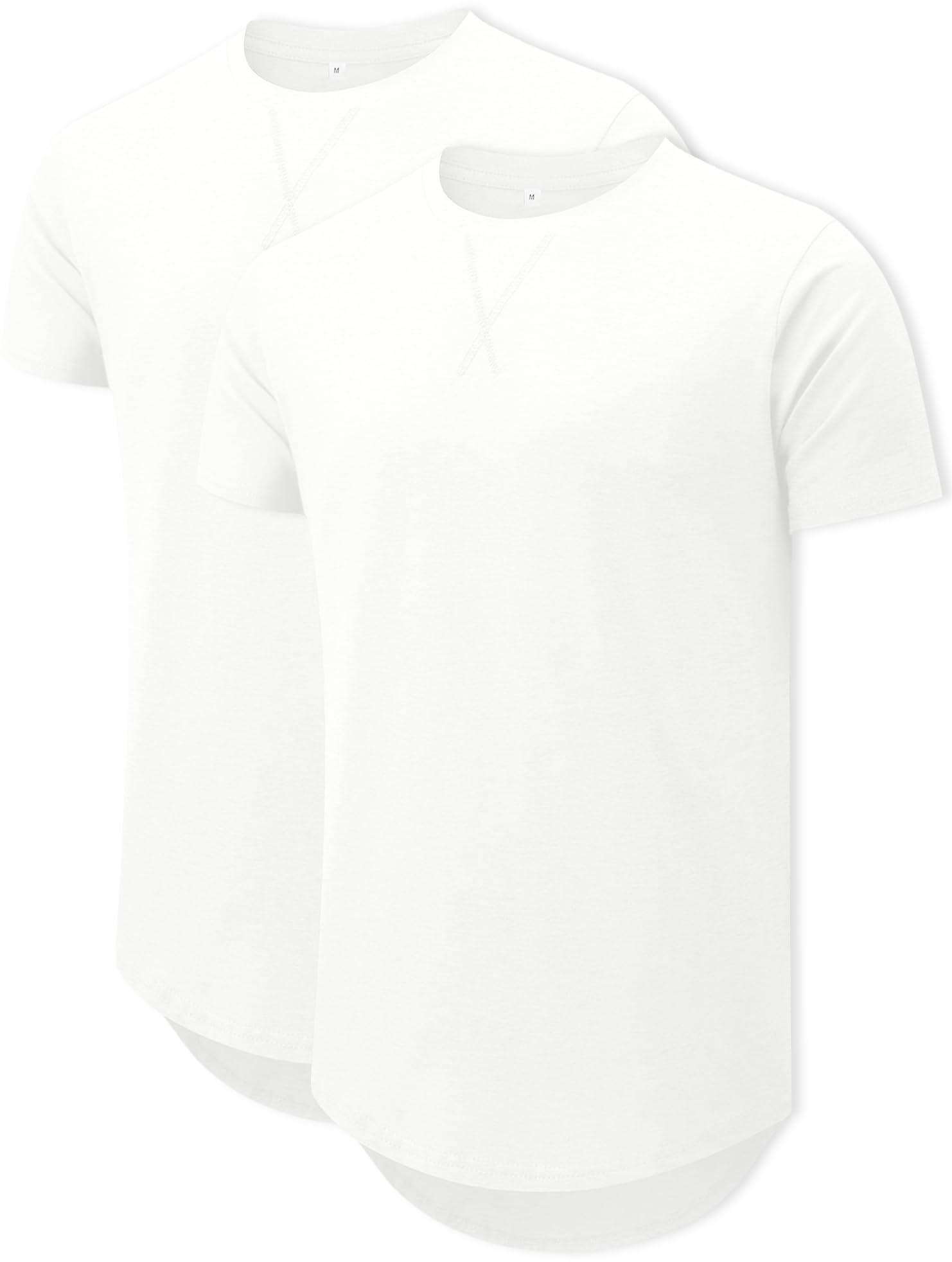 Comdecevis Paquete de 2 camisetas de algodón con cuello redondo para hombre, estilo hipster, hip hop, camisetas largas