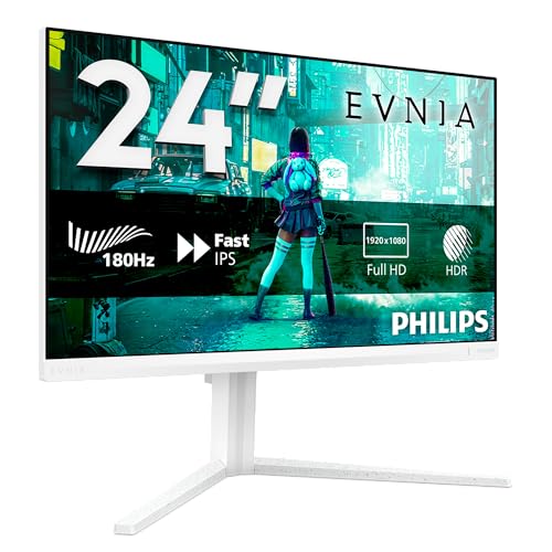 Philips 24M2N3201A - Moniteur de Jeu Full HD 24 Pouces, 180 Hz, 1 ms GtG, FreeSync Prem., G-Sync comp. (1920x1080, 2X HDMI, DisplayPort) Blanc