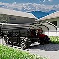 Chilihom Car Port Metal Garage Canopy, 20 20 FT Heavy Duty Carport Kit with Galvanized Steel Frame and Roof, Car Tent Shelter Outdoor Storage Shed for Boats and Truck, Charcoal