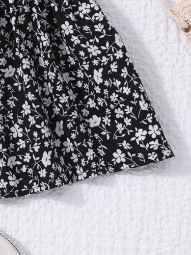 Image of Seechoslo 2025 Tween Girls' Cute Short Sleeve Square Neck Smocked Elastic Short Sleeve Woven Shirt Top