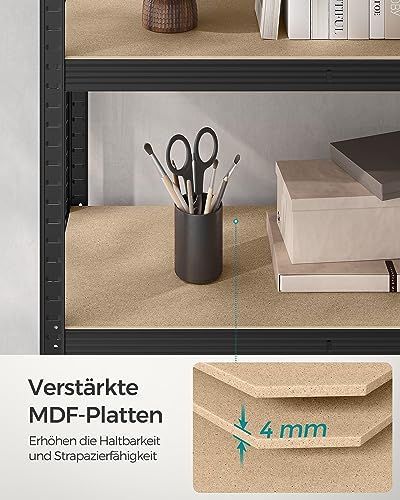SONGMICS Regal mit 5 Ebenen, 50 x 100 x 200 cm, Kapazität 600 kg, verstellbare Bretter, Industriestil, für Küche, Wohnzimmer, Schwarz GLR050B01