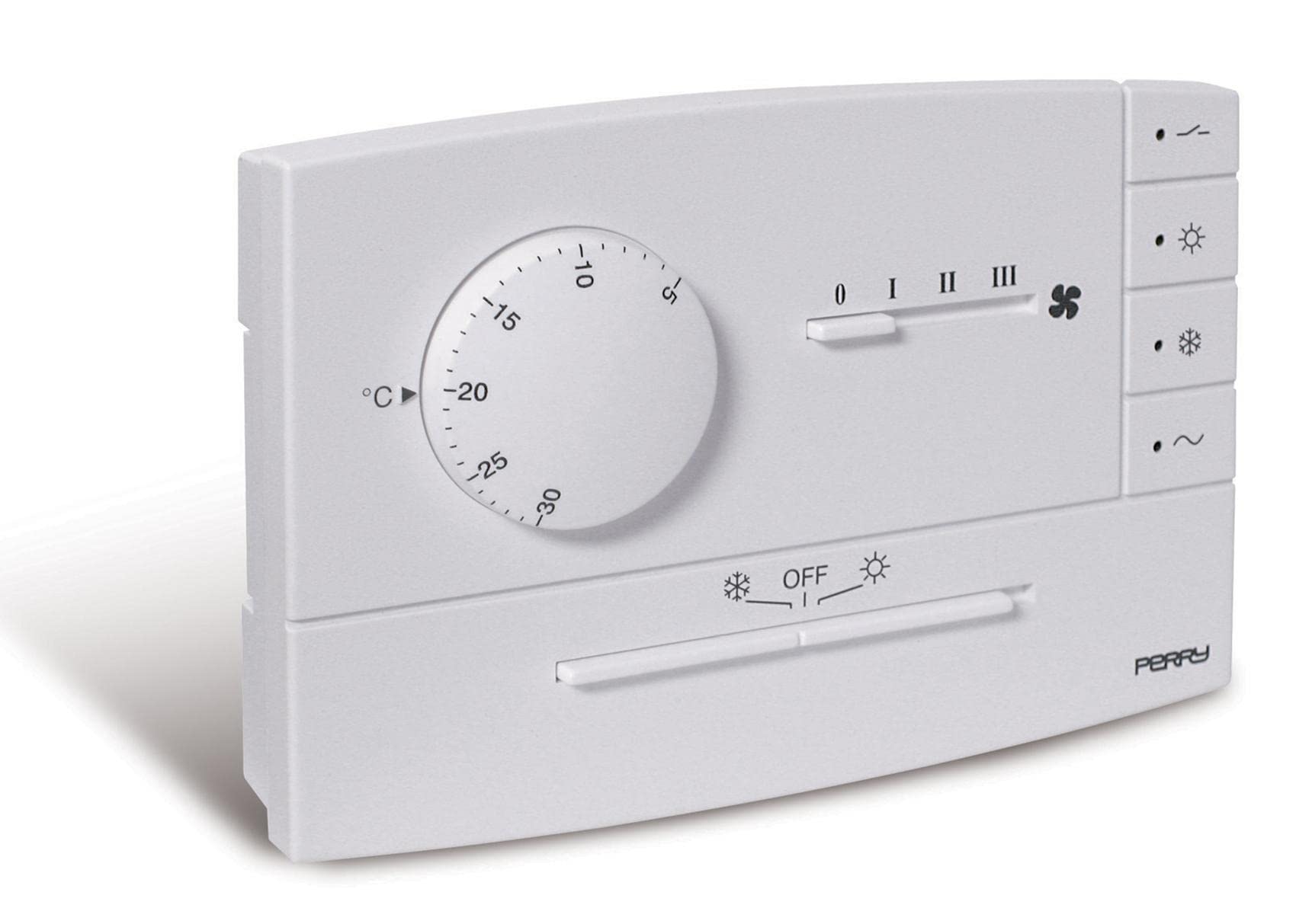 Perry 1TPTE565B Termostato per Fan Coil da Parete, Bianco