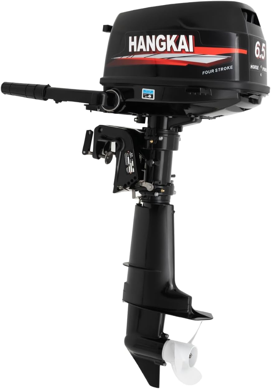 6.5HP 4 Stroke Outboard Motor, Heavy Duty Short Shaft 123CC Gas Powered Boat Engine with Water Cooling & CDI System for Inflatable, Fishing, Kayak, Canoe