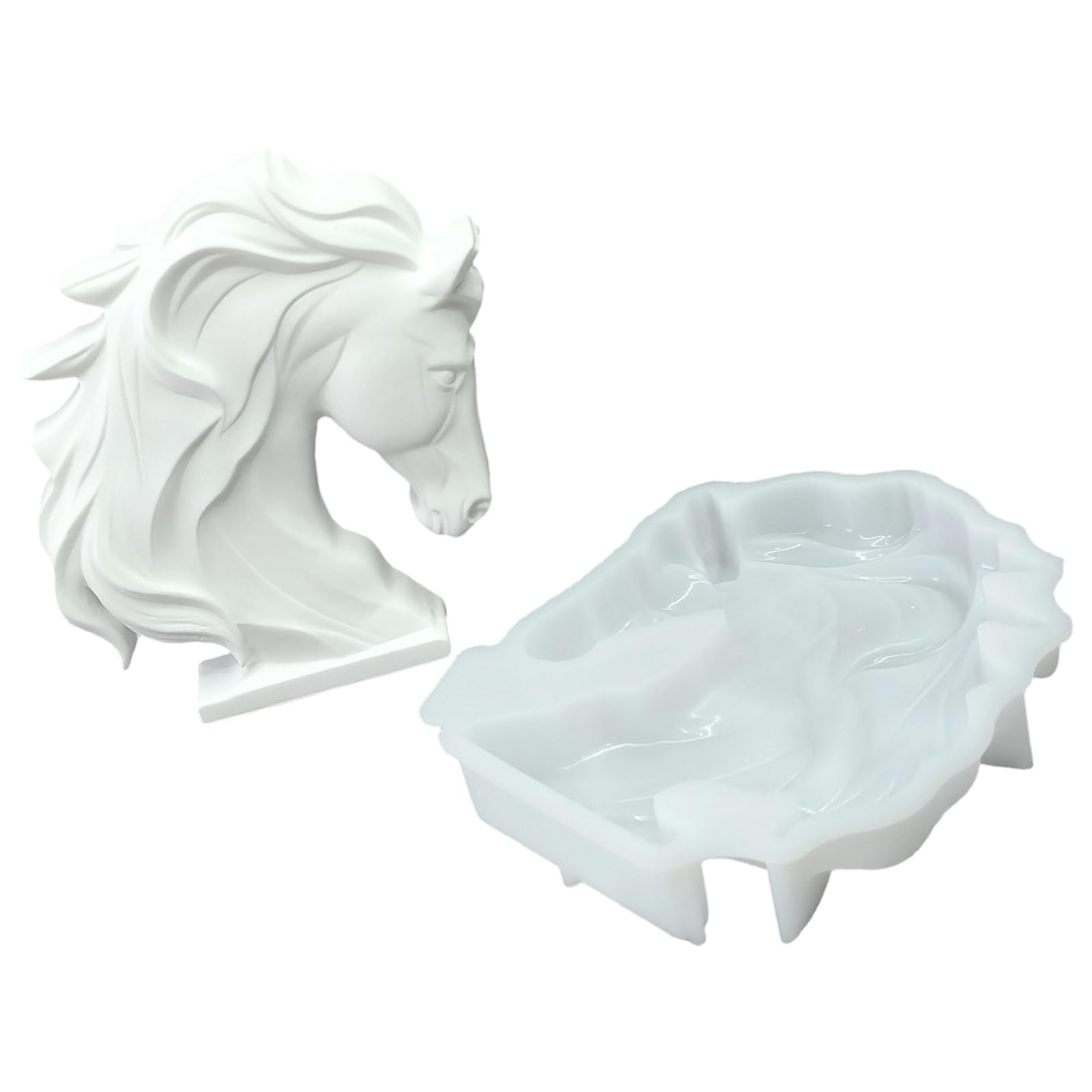 Tsophreniq Flexible Silicone Mold Horse Head Shape, Craft Casting Mold for Wax Resin Plaster Cement Desktop Ornament and Shelf Decor Making Equestrian Decor Statue Casting Desktop Ornament