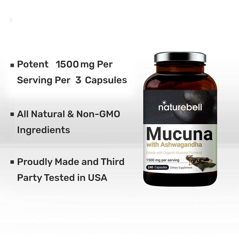 Mucuna Pruriens Capsules, 1500mg Per Serving, Made with Organic Mucuna