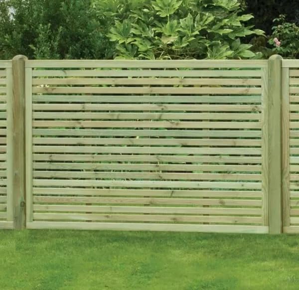 Contemporary Horizontal Slatted Wooden Garden Fence Panel – Modern Privacy Screen for Outdoor Landscaping and Fencing (0.6 m Long x 1.8 m Wide)