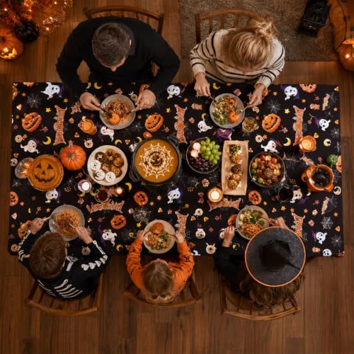 Oeyliz Halloween Tablecloth Disposable Plastic Table Cloth 2 Pack Black - image 6