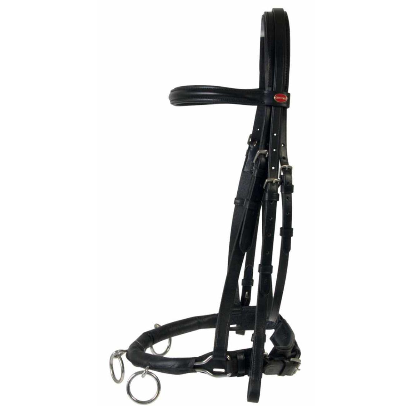 Amesbichler Cheval Kappzaum Reitkappzaum Leder Kappzaum, schwarz zum Longieren und Reiten, Gebiss kann eingeschnallt Werden