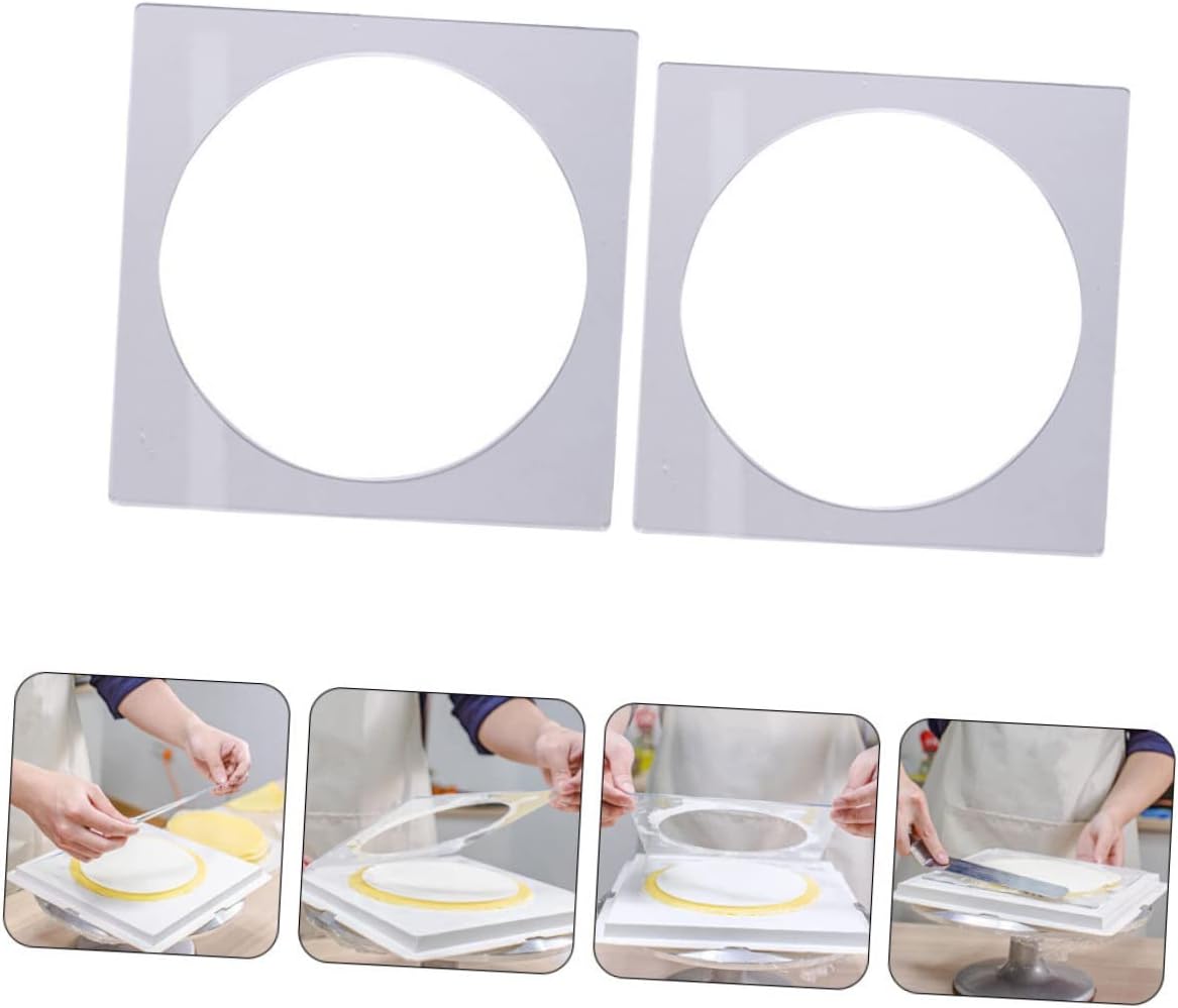 Unomor 4pcs Cake Decoration Tool Acrylic Scraping Plate Cake Molds for Baking Pancakes Decorating Desserts Easy to