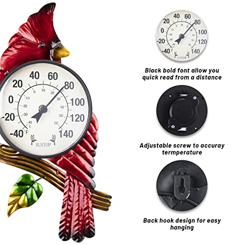 Mumtop Indoor Outdoor Thermometer, Cardinal Large Number Wall Mounted Thermometer For Patio, Yard, Garden #TOP1