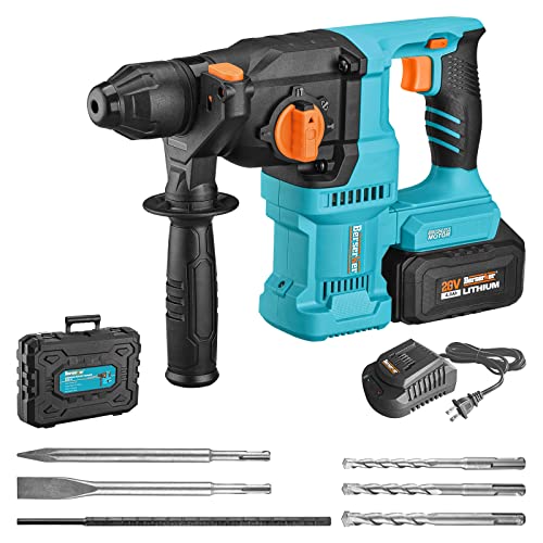 Berserker 20V Cordless 1-1/8" Sds-Plus Brushless Rotary Hammer Drill With Safety Clutch, 4.0Ah Lithium-Ion Battery Operated And Super Fast Charger, 4 Functions Variable Speed Rotomartillo For Concrete #TOP4