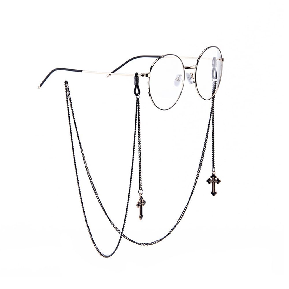 SOONHUA Cadena de gafas para mujeres y hombres, correa de metal para gafas de sol hecha a mano con cordón (gafas no incluidas)