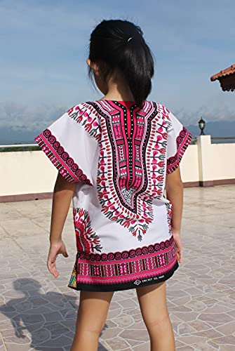 Image of RaanPahMuang Unisex Bright Africa Classic Childrens Dashiki Cotton Shirt Boys Girls
