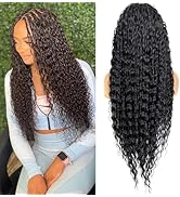PIB 32” Single Full Lace Braid Wig – Micro Boho Peruvian Deep Wave Box Braided Wig, Knotless Brai...