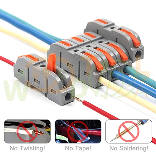 Image of Quick Electrical Connector - 1 to 1 Inline Wire Connectors - Splicing Assortment - Wire Terminals for Circuit - Lever Connectors (4pcs, 1 to 1 Inline, Orange)